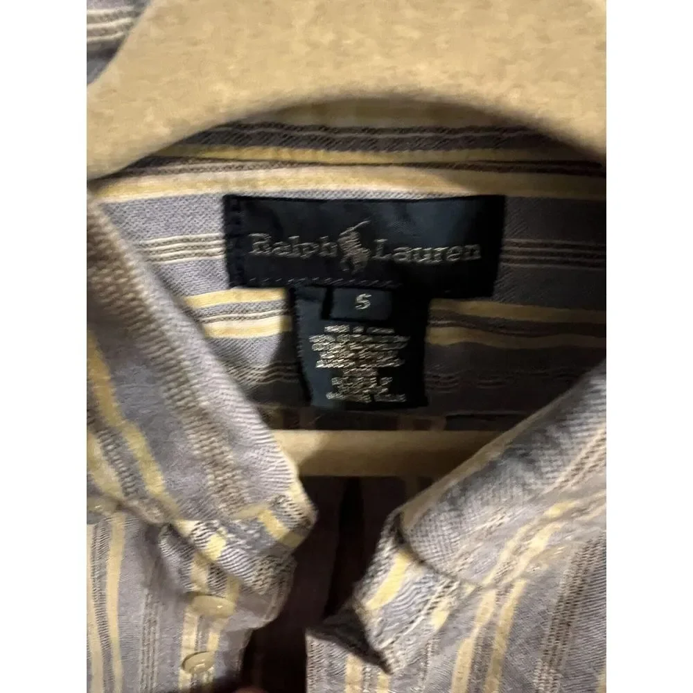 Boys Ralph Lauren long sleeve Blue Striped button up size Small‎
